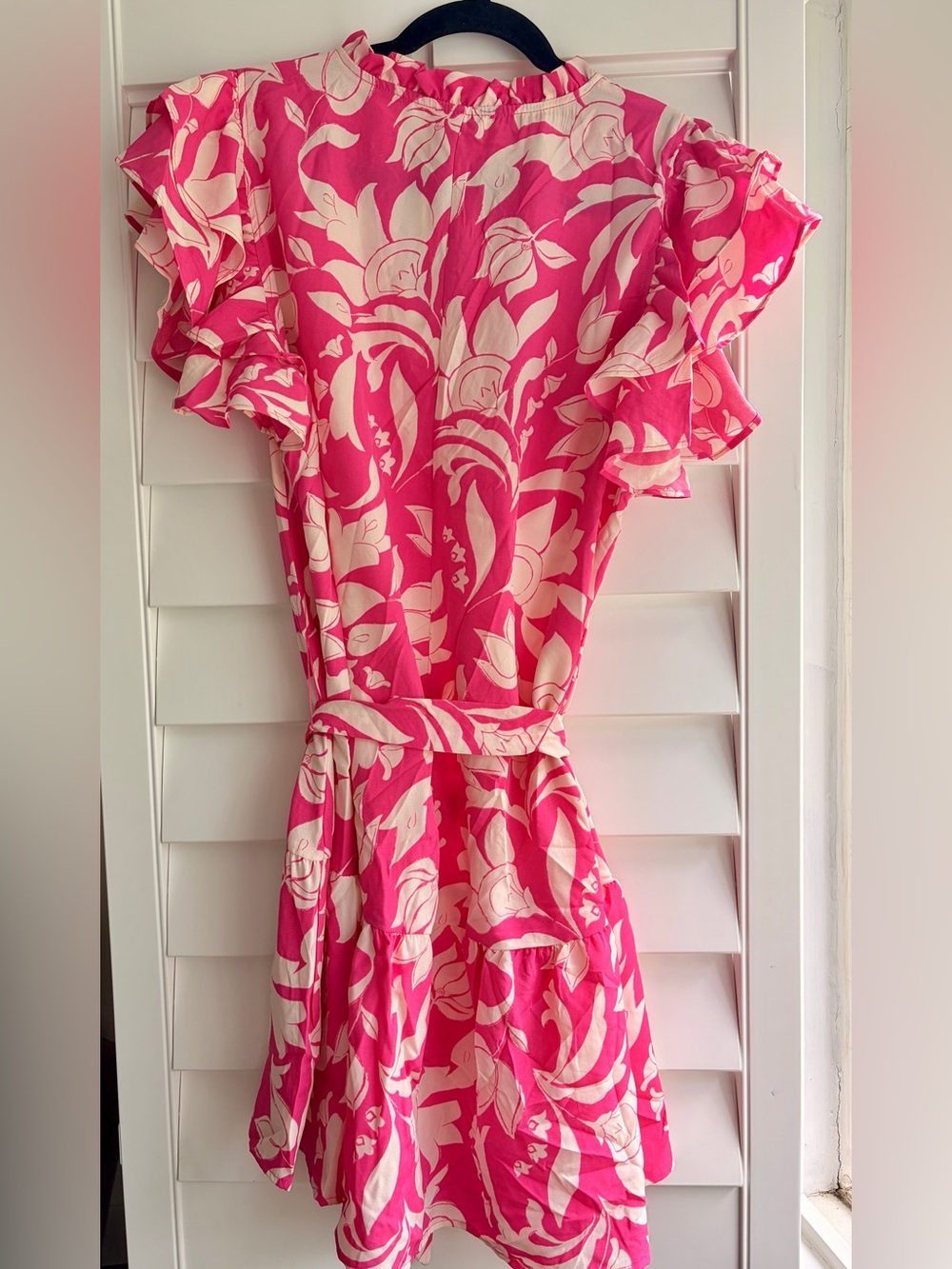 Umgee Pink and Cream Floral Tie-Waist Dress - Picture 3 of 9